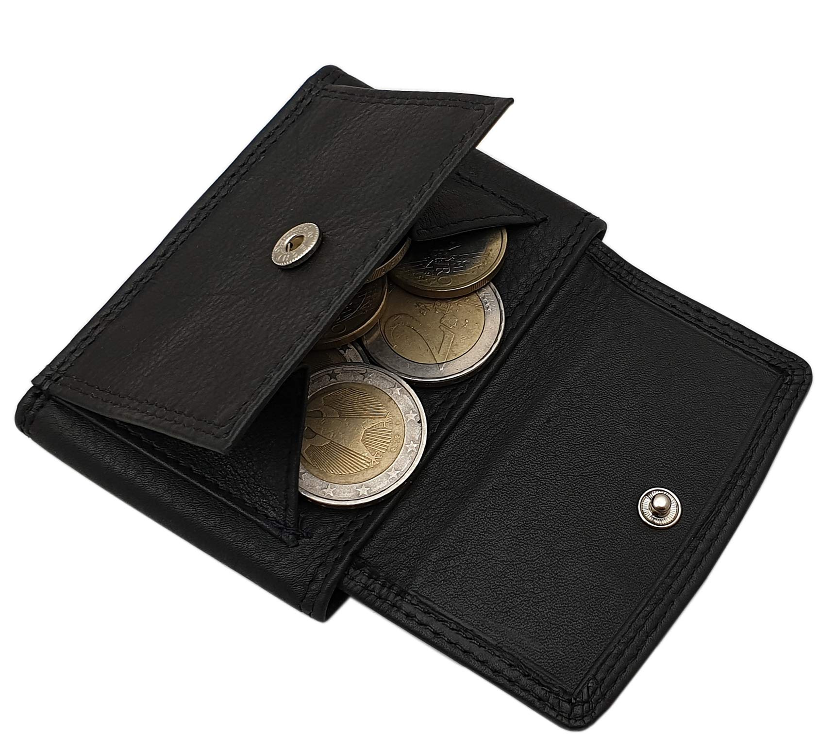myledershop Münzbörsen Vacchetta-nappa mini portamonete Wiener Schachtel nero