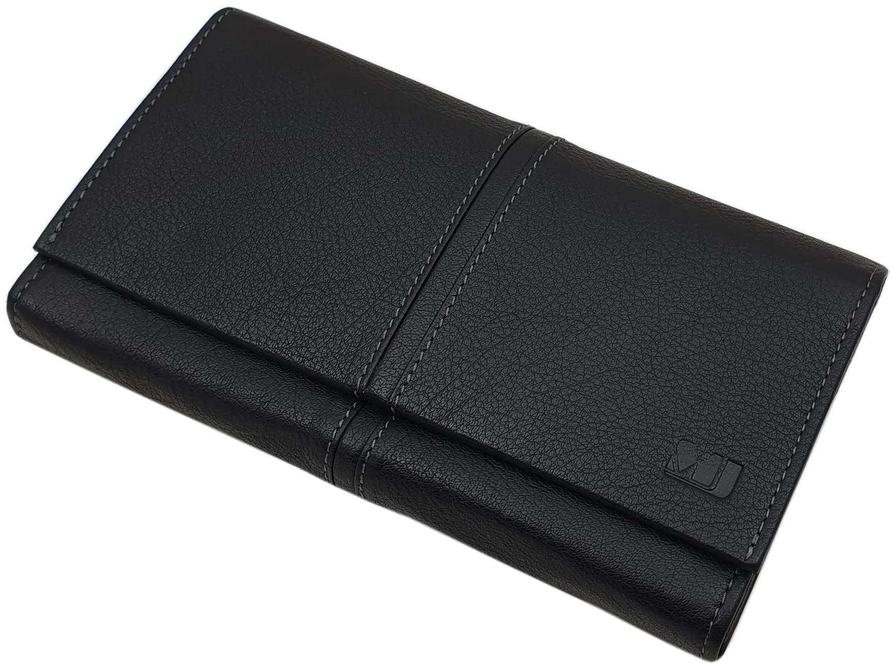 myledershop Damen Geldbörsen portafoglio donna grande nero pelle bufalo