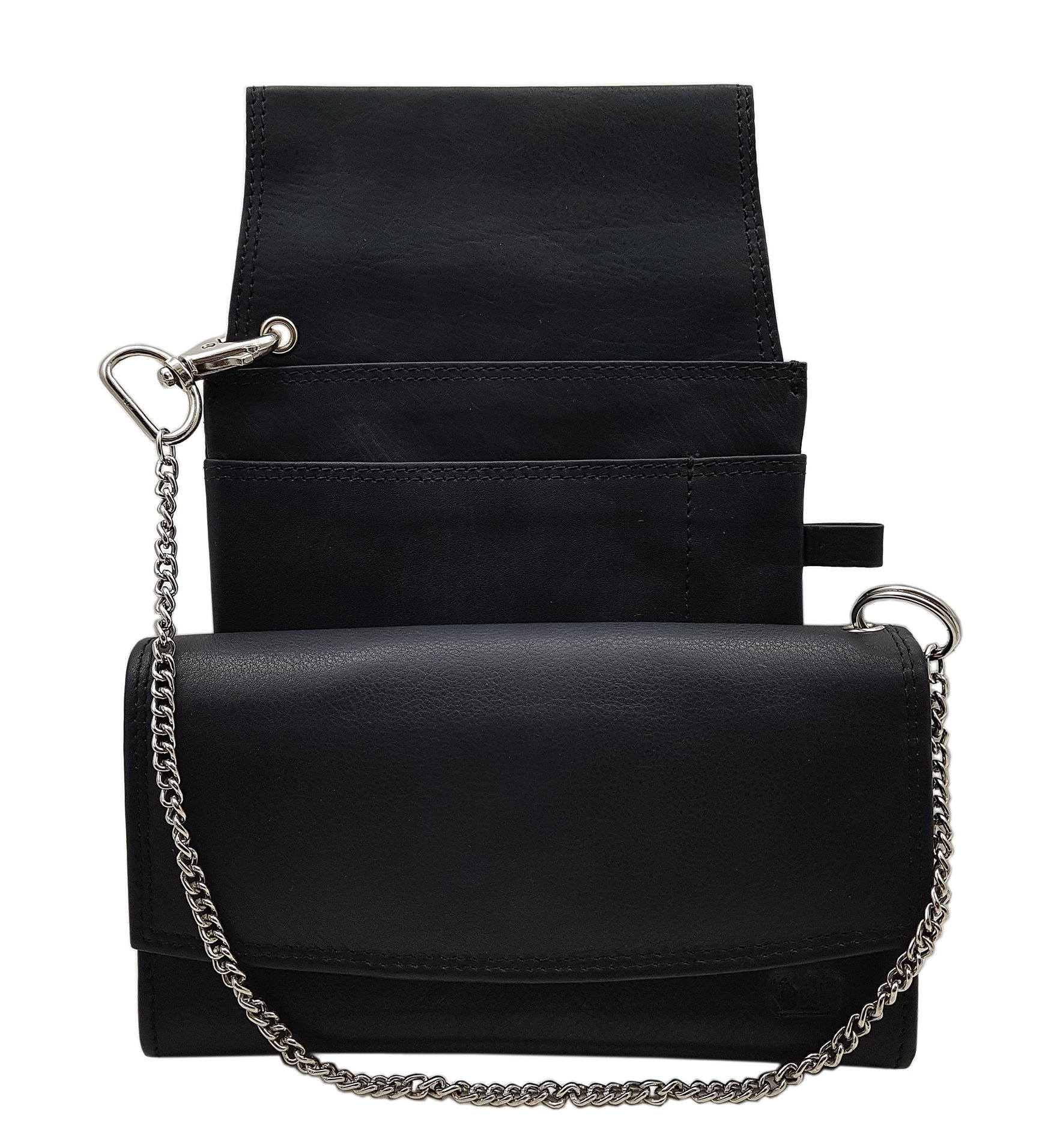 myledershop Kellnerbörsen set cameriere in pelle di vitello nero con fondina e catena