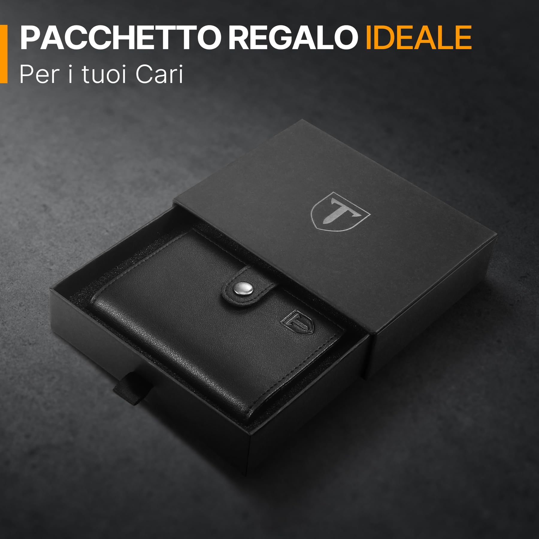 TENBST Card Holder portafoglio uomo slim nero RFID con portamonete