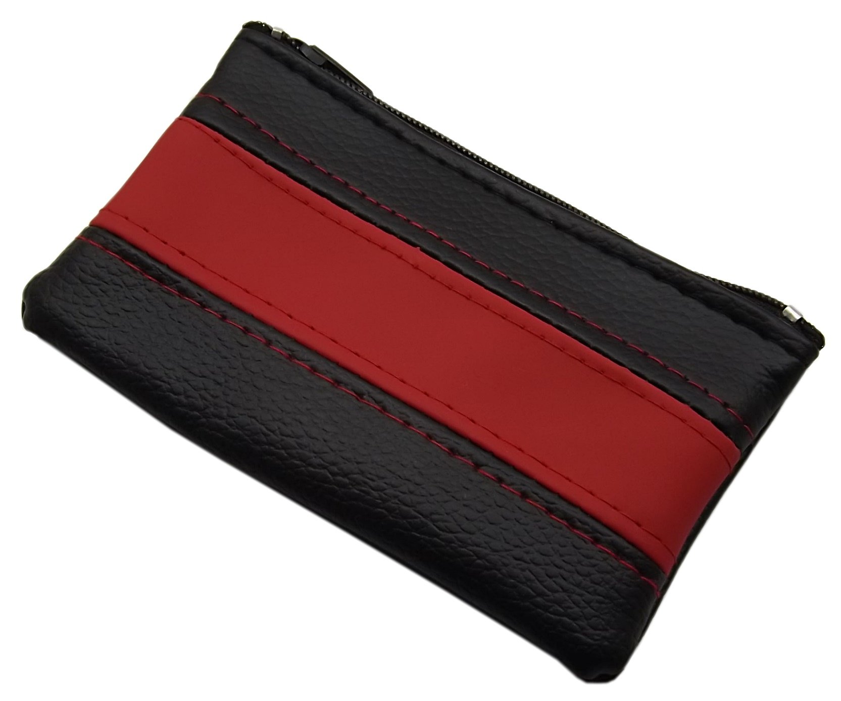 myledershop Schlüsseltaschen portachiavi con cerniera nero rosso