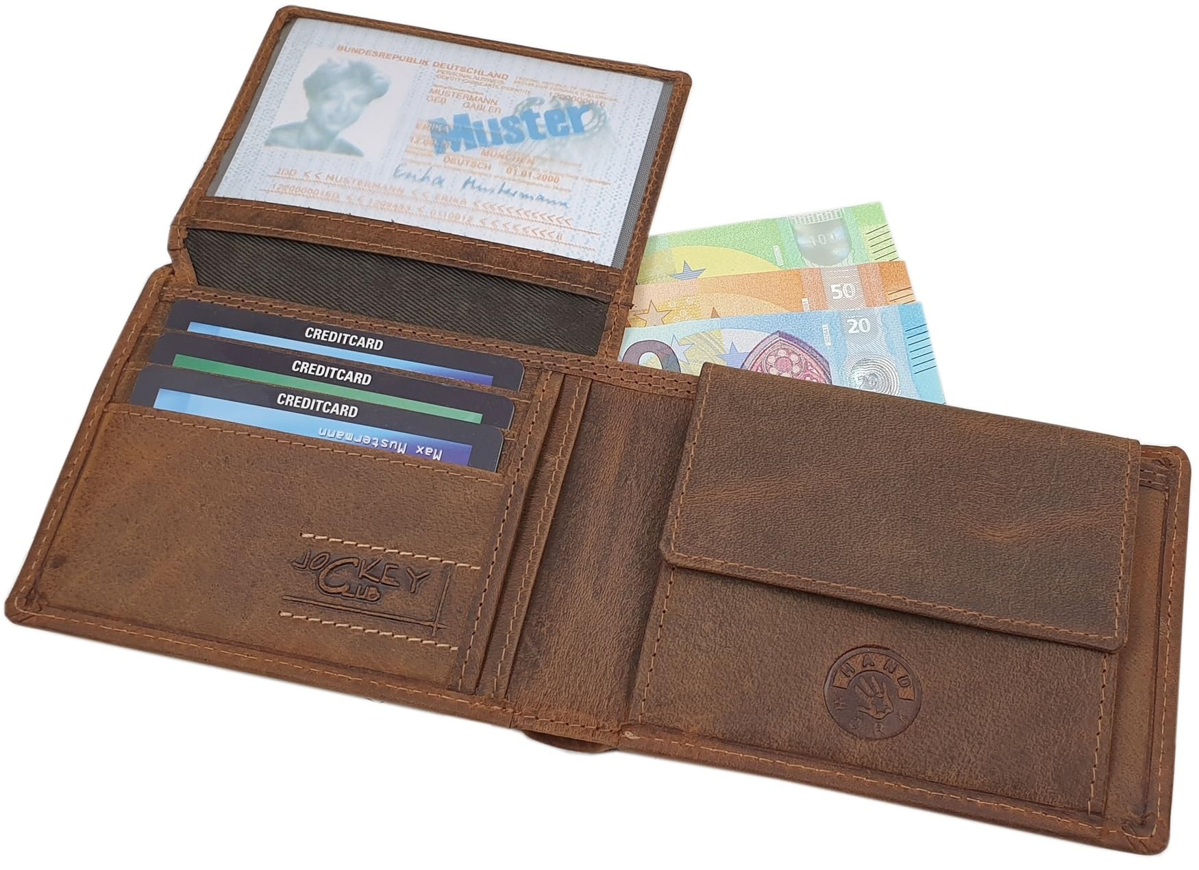 myledershop Herren Geldbörsen portafoglio Modello 2 formato orizzontale in pelle RFID