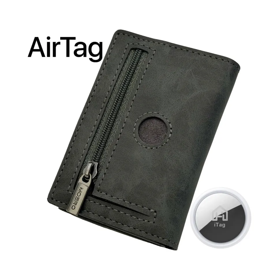 Moero Linea AirTag AirTag PRO Vintage Grey Zip portafoglio grigio RFID