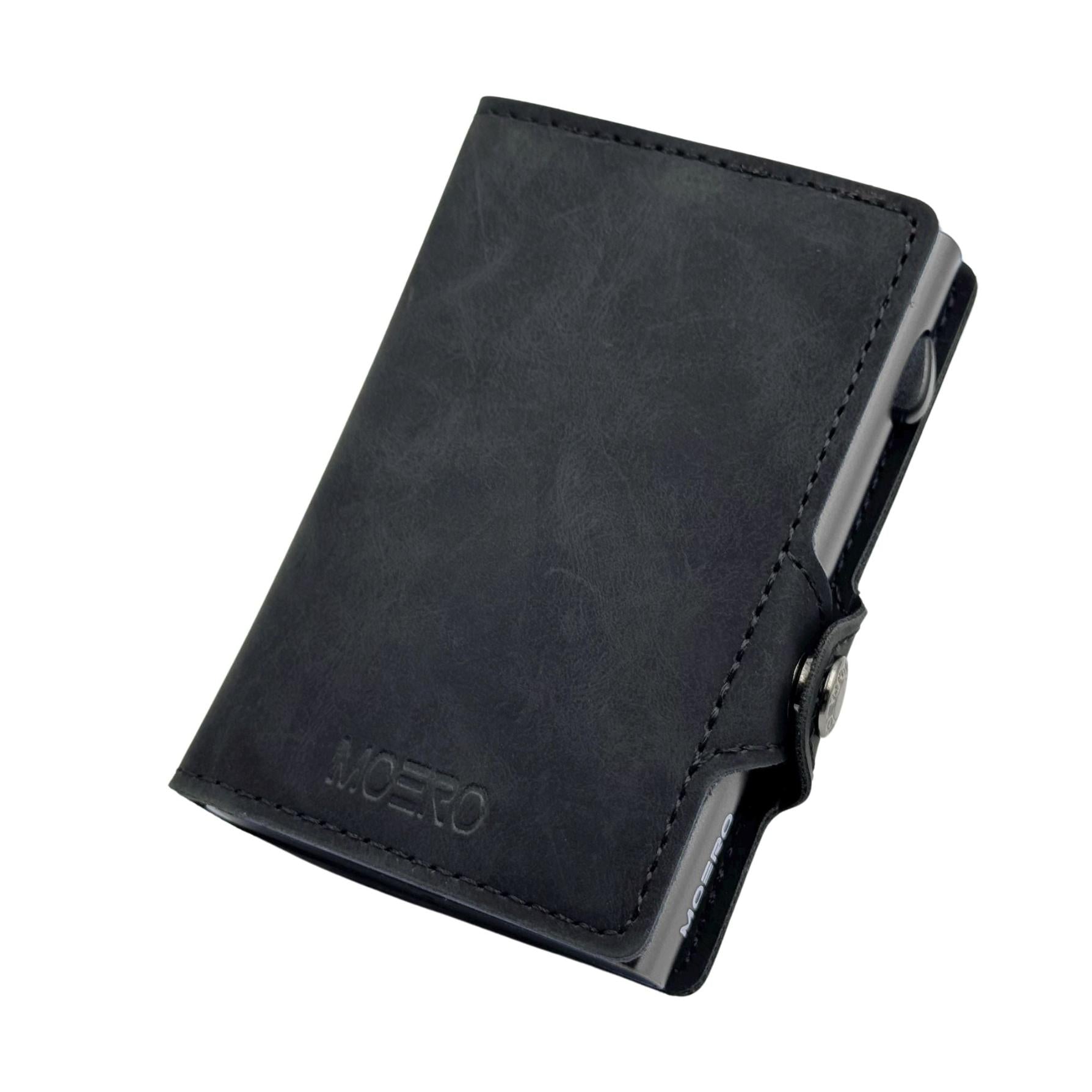 Moero Linea Classic Classic Zip Vintage portafoglio Black con portamonete zip