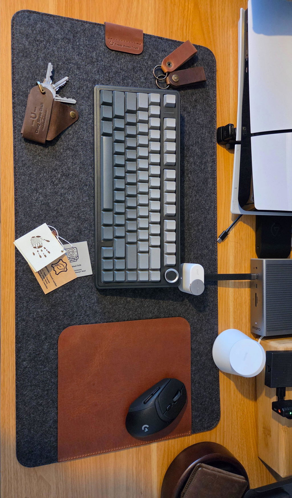 Crazy Horse Craft Desk Accessories Desk Mat sottomano in feltro e pelle Classic Brown