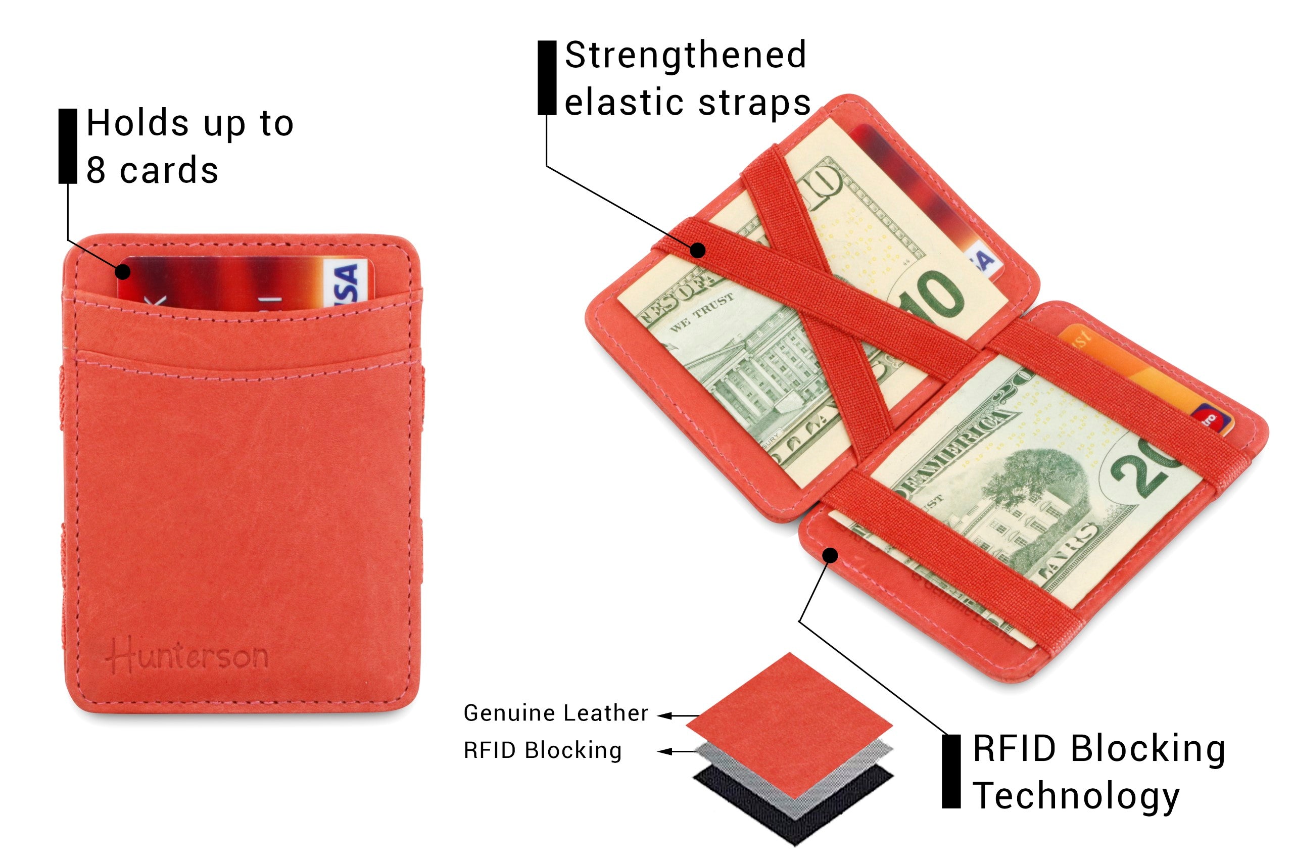 Hunterson The Leather Collection The OG portafoglio Orange in pelle RFID