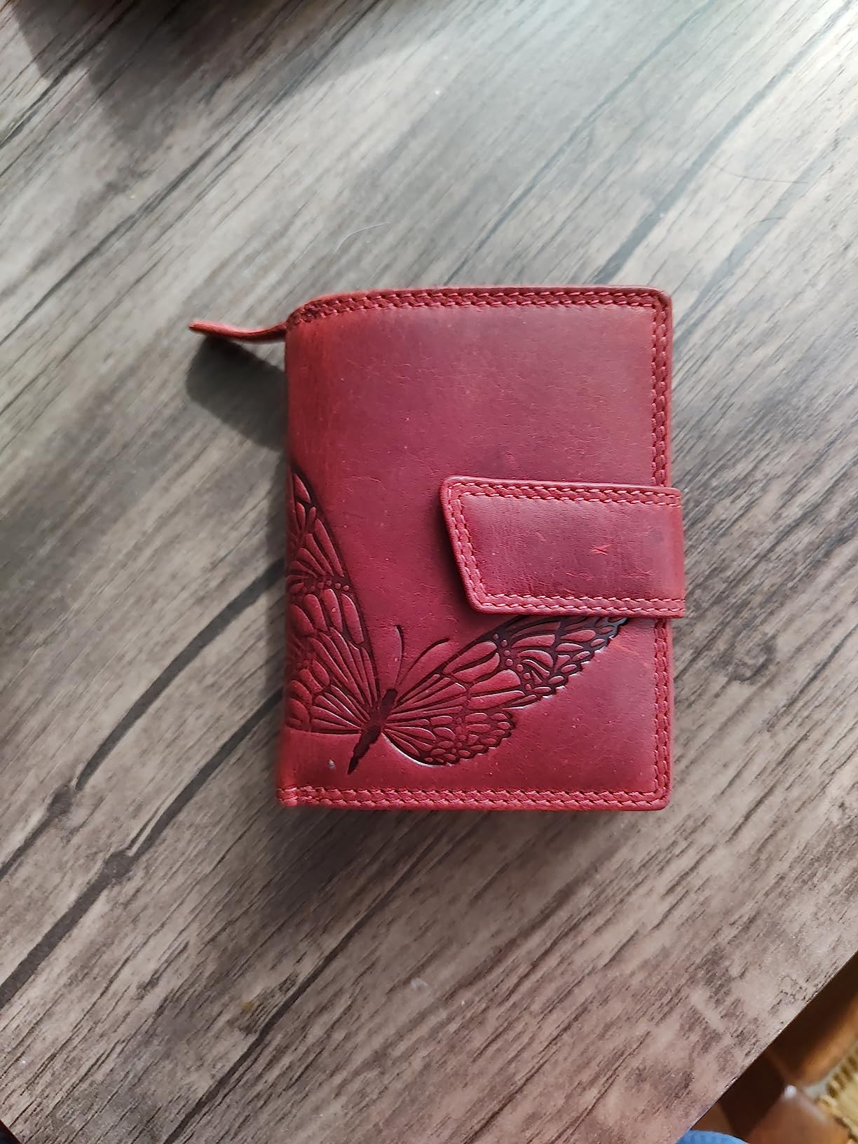 myledershop Damen Geldbörsen portafoglio donna Piccolo vacchetta con farfalla Bacca Selvatica RFID