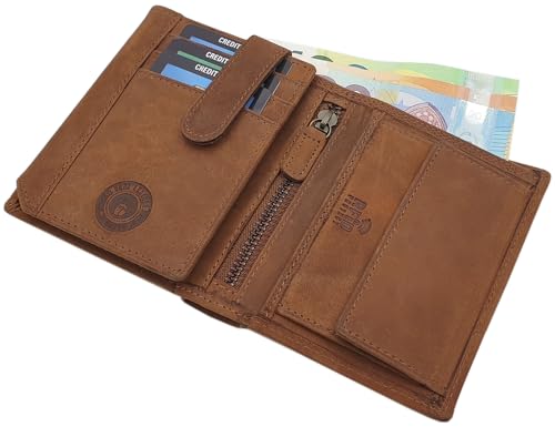myledershop Herren Geldbörsen Modello 1 portafoglio verticale cognac RFID