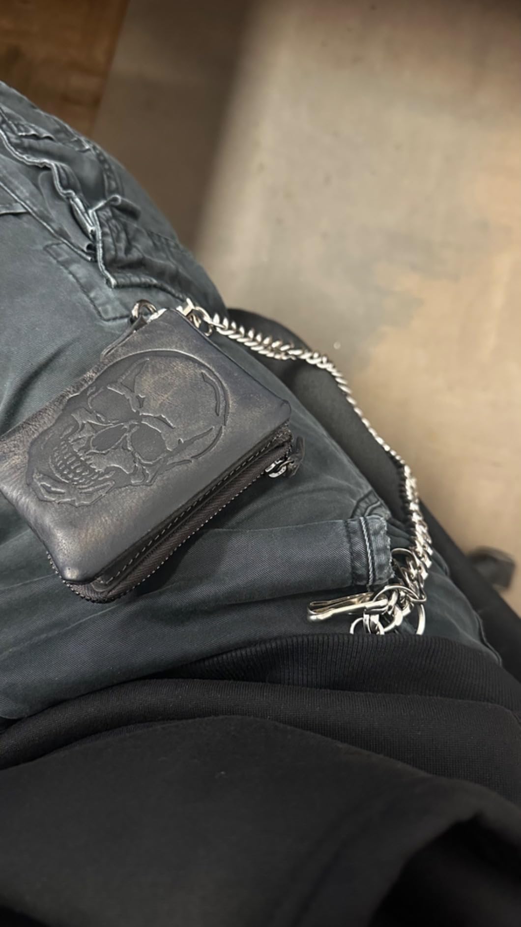 myledershop Herren Geldbörsen portafoglio uomo in pelle di bufalo teschio cognac RFID