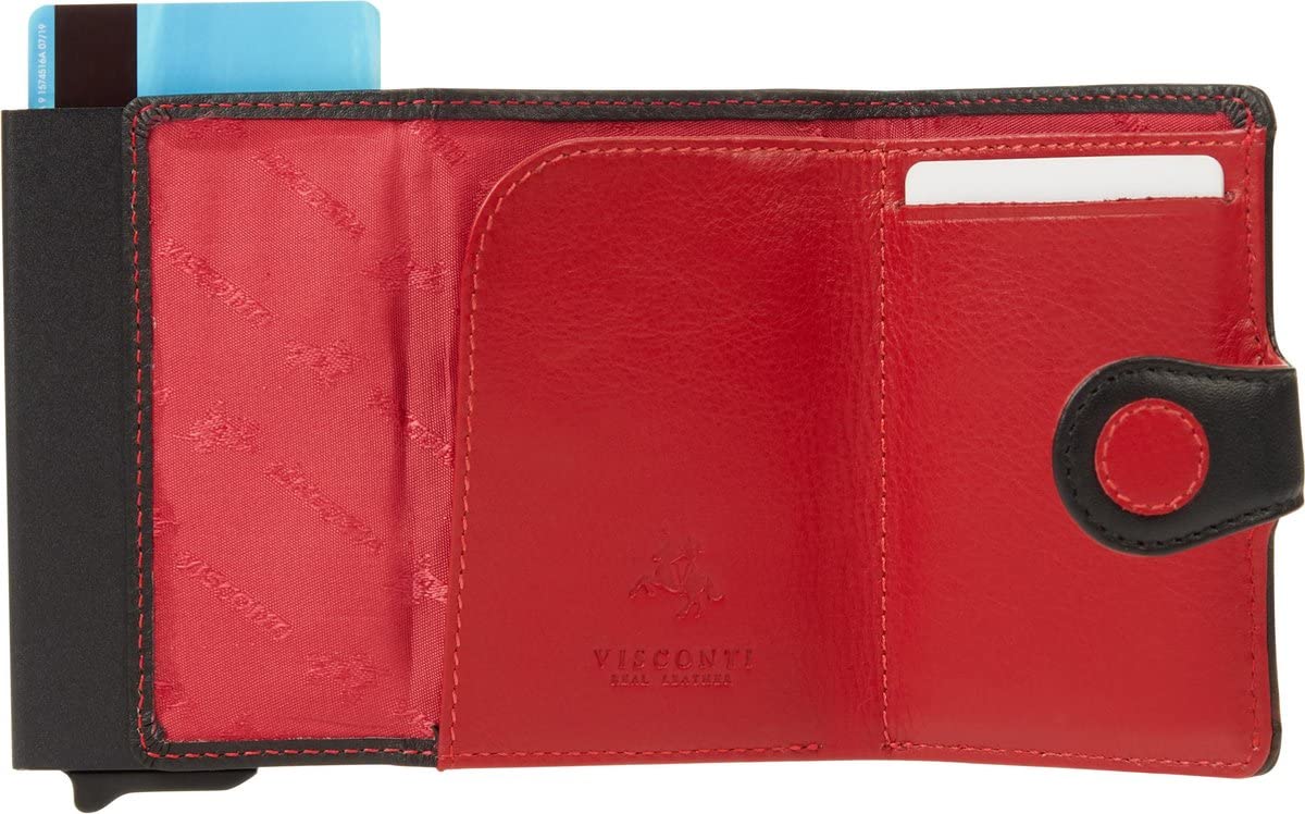 Visconti Polka portafoglio slim Nero/Bacca con protezione RFID