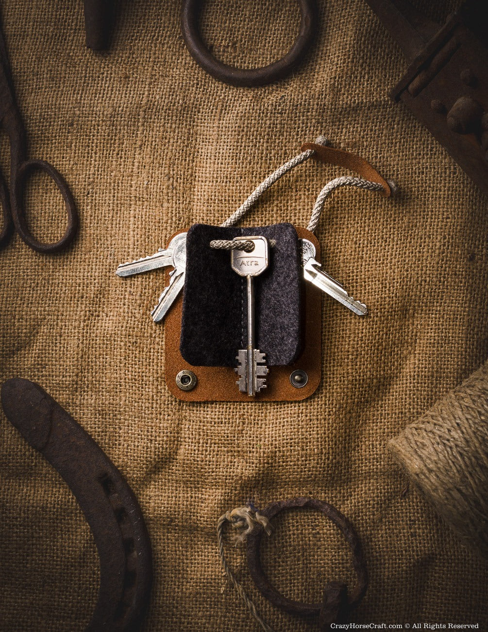 Crazy Horse Craft Key Holders portachiavi in pelle Classic Brown