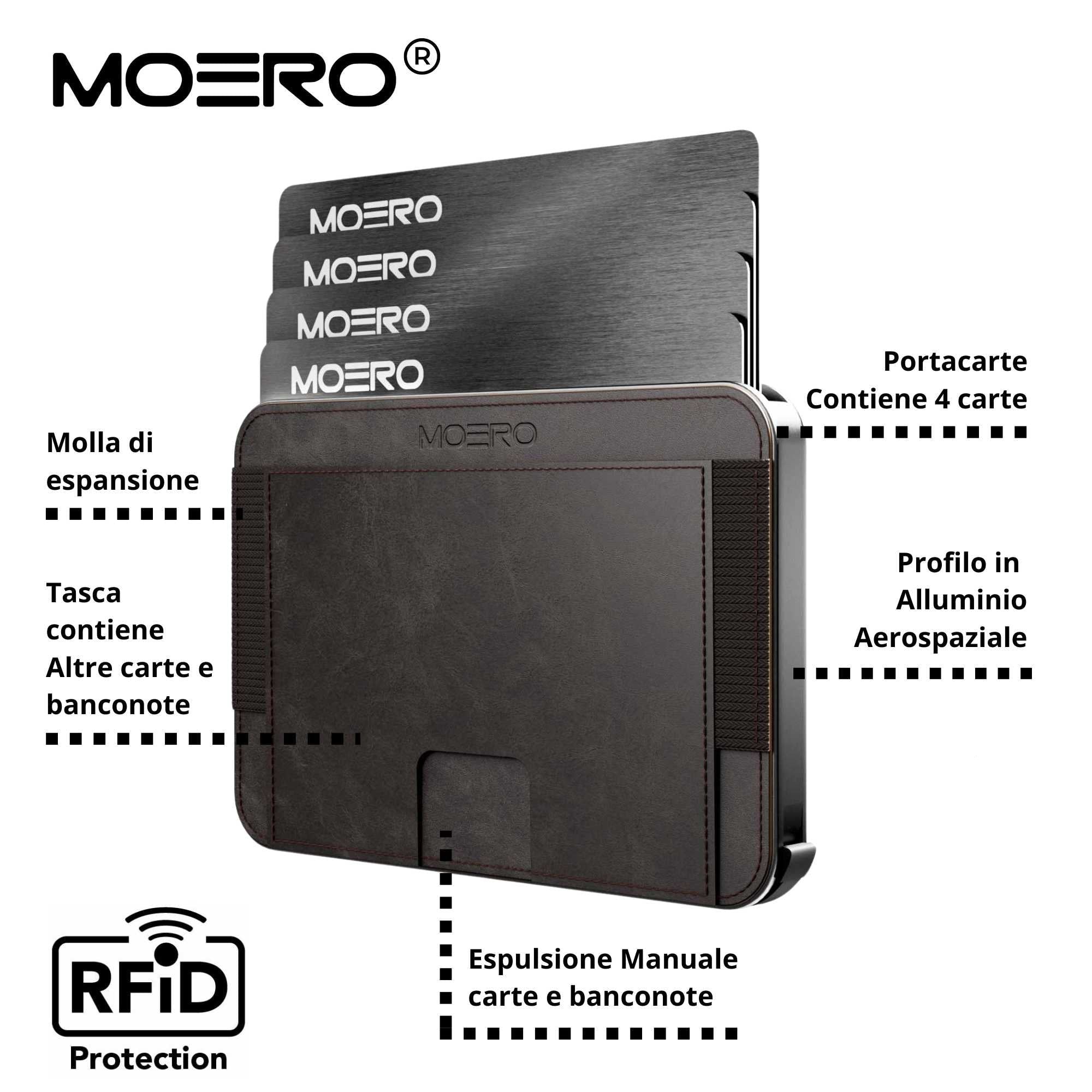 Moero Linea M2 M2 Pro Vintage Dark Brown portafoglio MagSafe RFID
