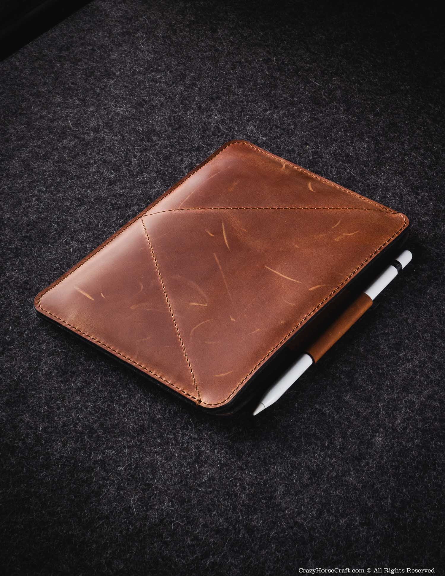 Crazy Horse Craft iPad and Kindle Cases Classic Leather & Felt iPad Mini Case custodia marrone