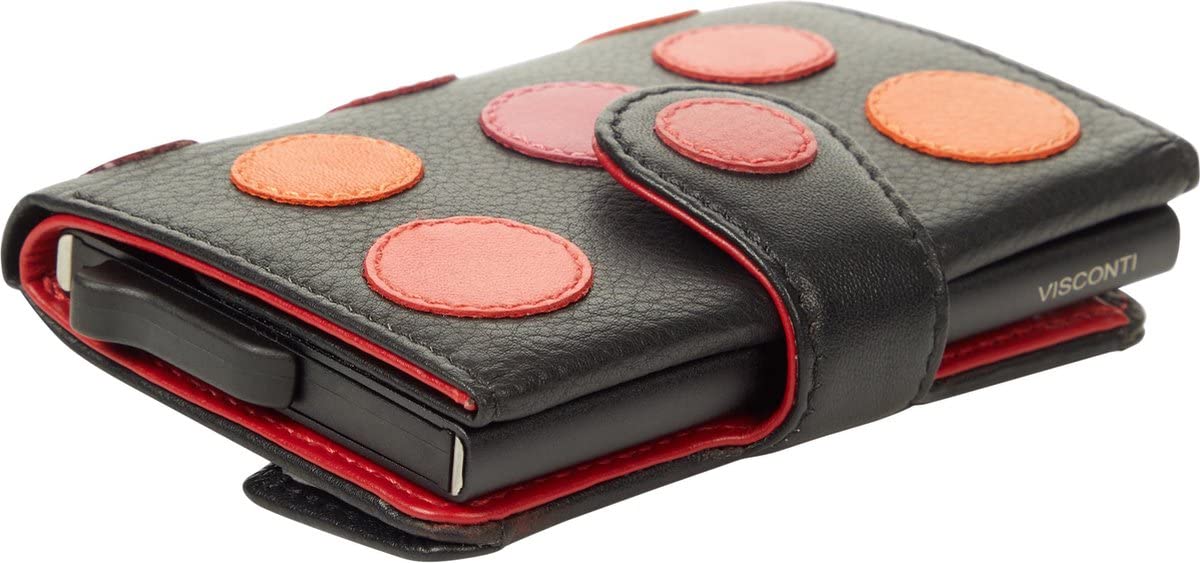 Visconti Polka portafoglio slim Nero/Bacca con protezione RFID