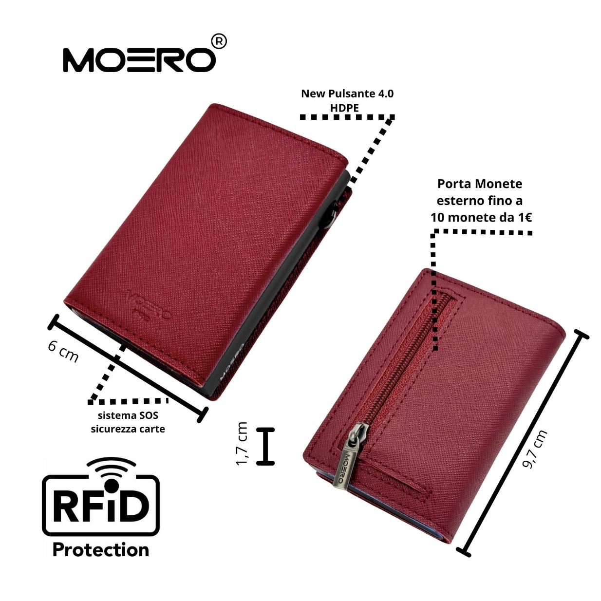 Moero Linea PRO Zip Saffiano portafoglio Bordeaux RFID