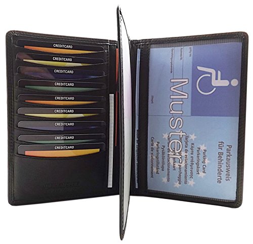 myledershop Herren Geldbörsen portafoglio grande nero vacchetta nappa