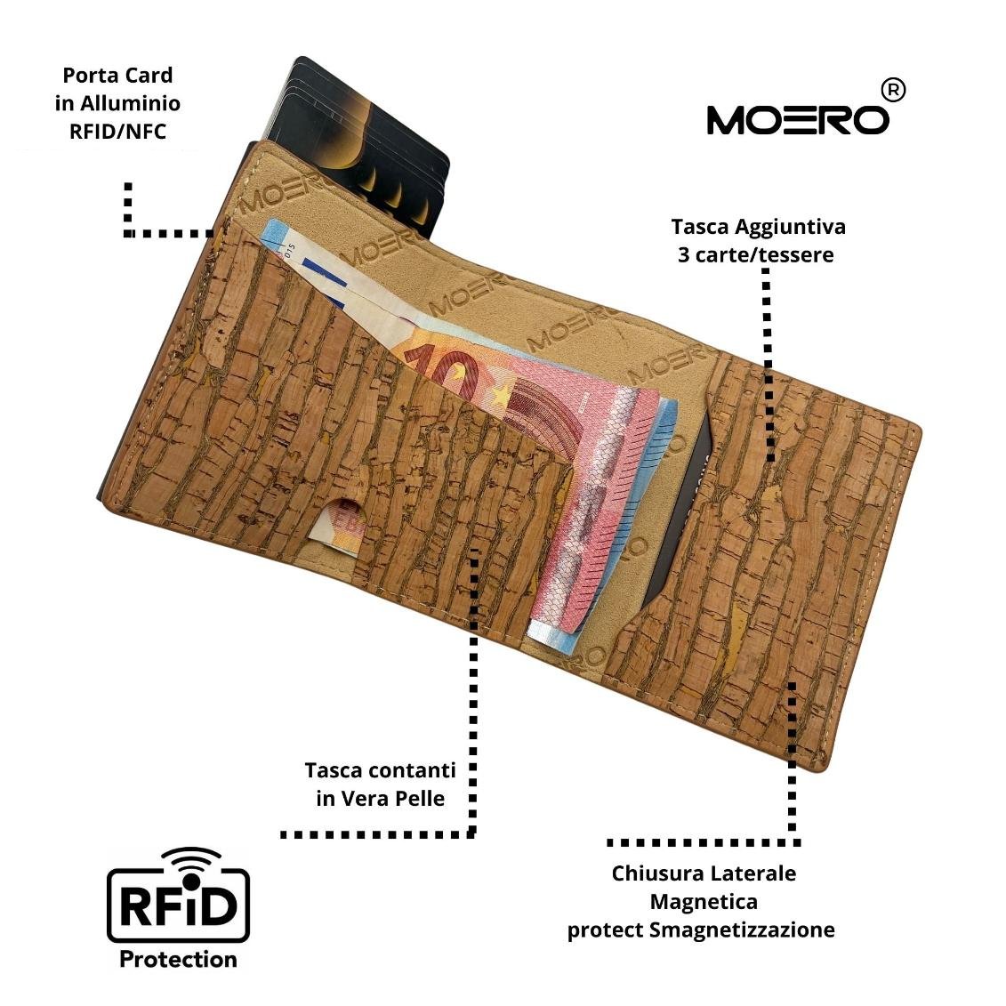 Moero Linea PRO Zip Sughero di Sardegna portafoglio naturale RFID