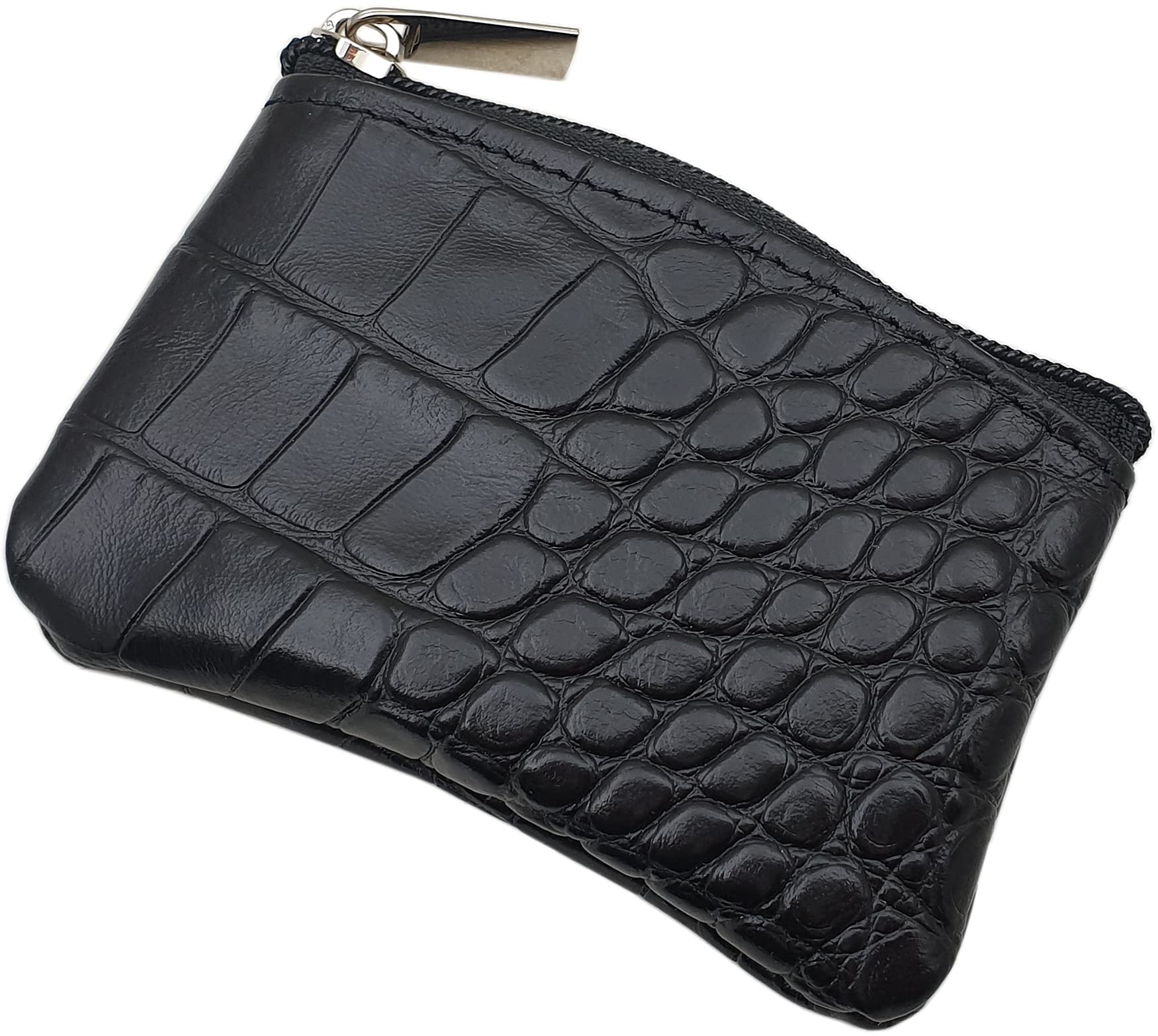 myledershop Schlüsseltaschen portachiavi in pelle di vitello nera con cerniera