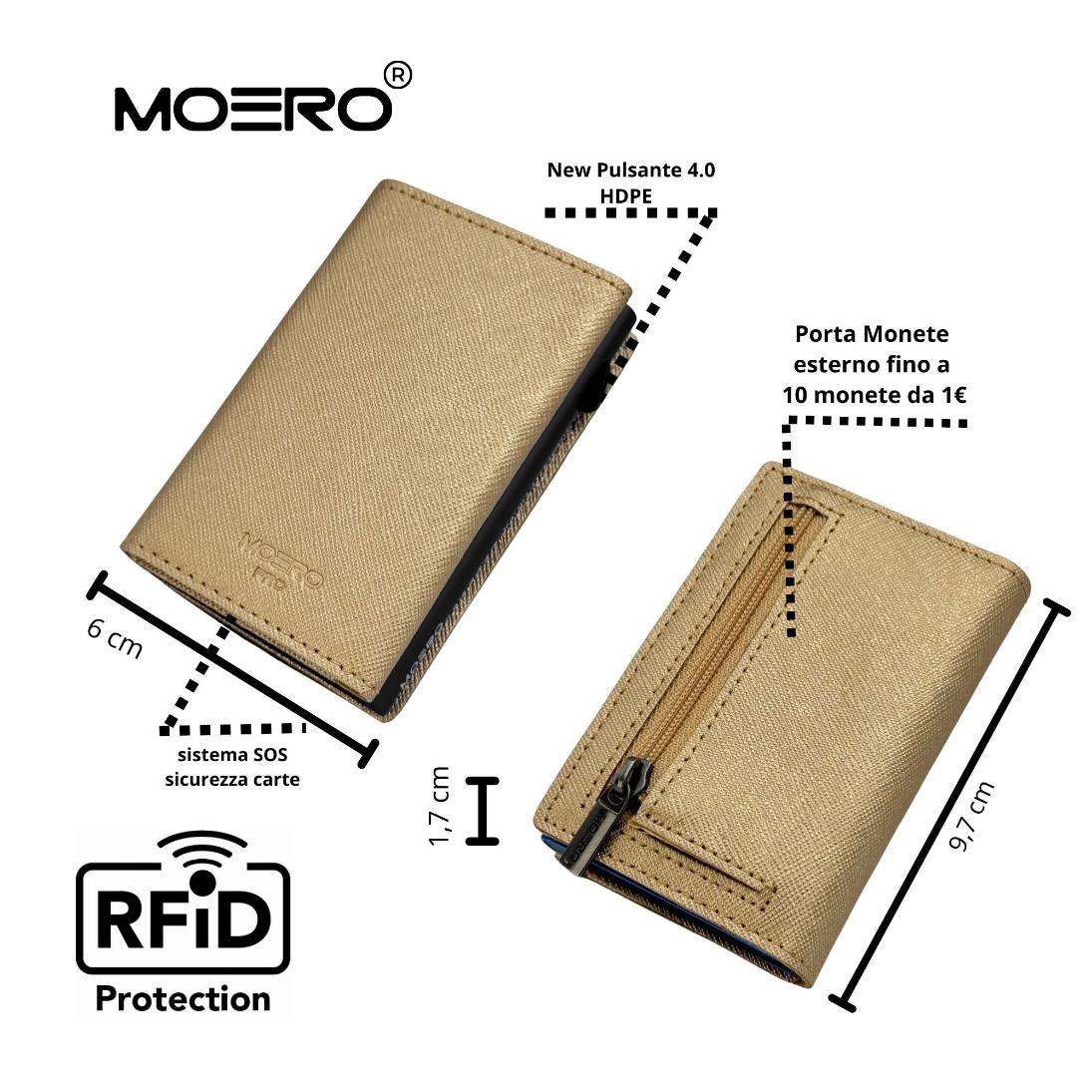 Moero Linea PRO Zip Saffiano portafoglio oro RFID