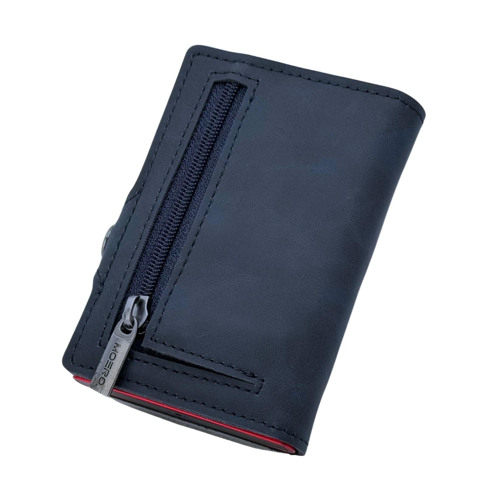 Moero Linea Classic Vintage Blue ZIP portafoglio ecopelle blu
