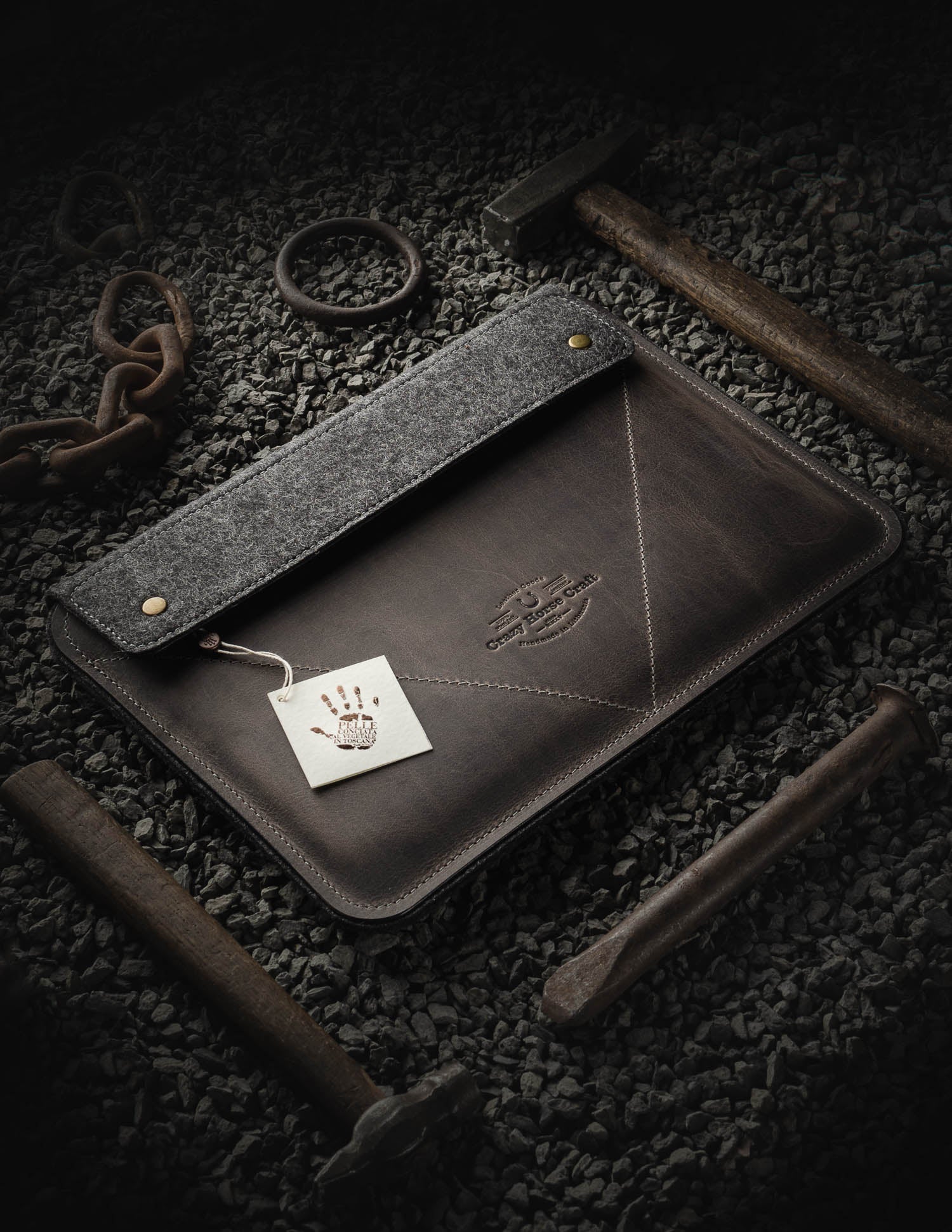 Crazy Horse Craft MacBook Cases Leather MacBook Pro Air sleeve custodia grigio pietra