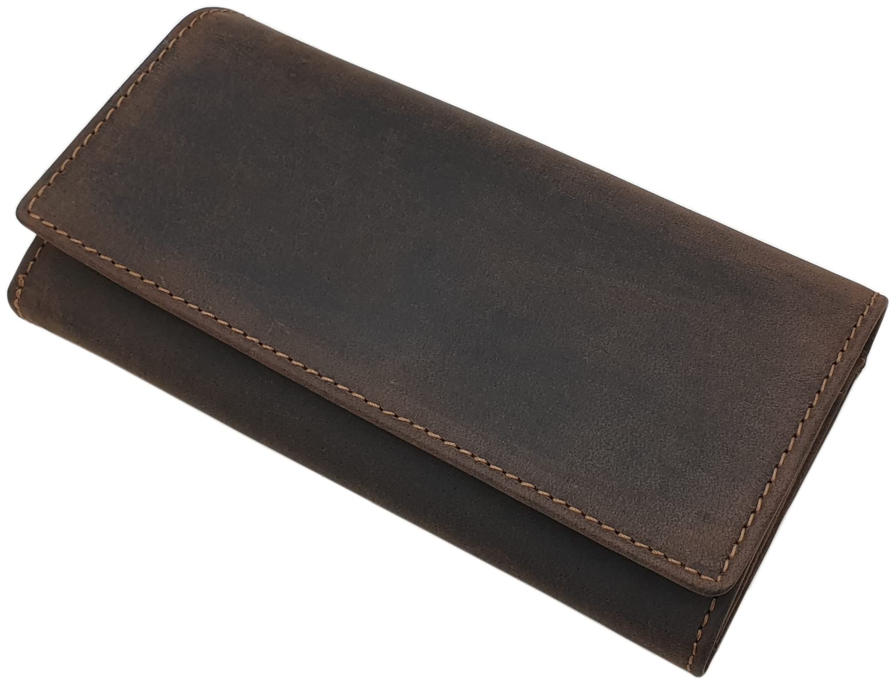 myledershop Damen Geldbörsen portafoglio grande marrone in pelle di bufalo
