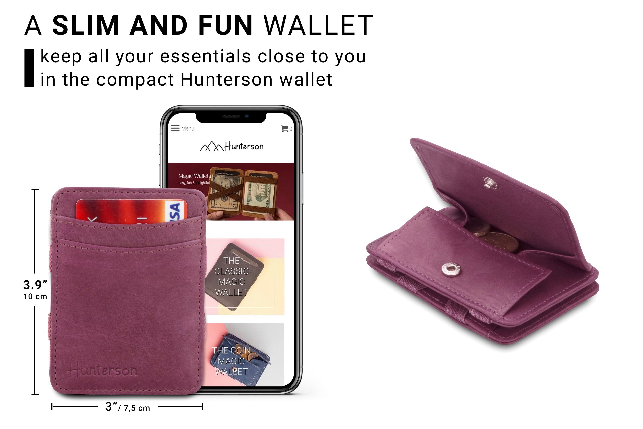 Hunterson The Leather Collection The OG Coin portafoglio portamonete Purple Orange