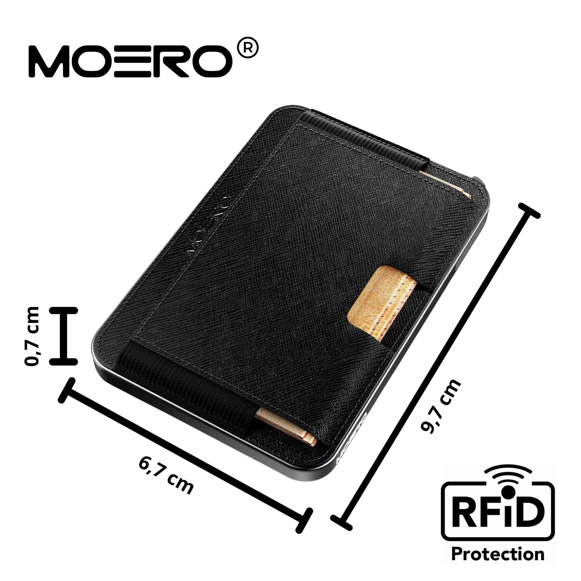 Moero Linea M2 M2 Pro Saffiano Black portafoglio MagSafe RFID