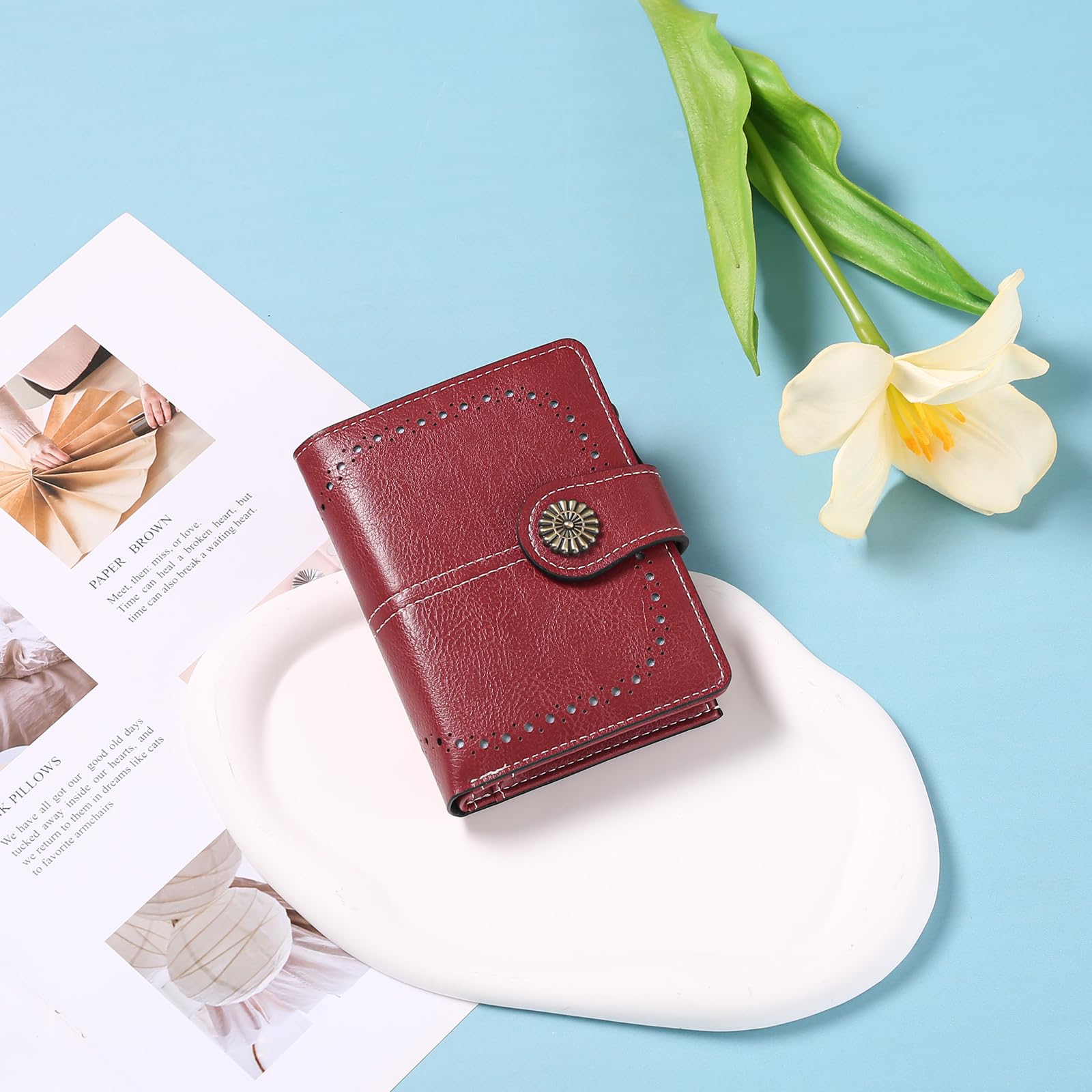 GOIACII SMALL WALLET portafoglio donna rosso compatto RFID