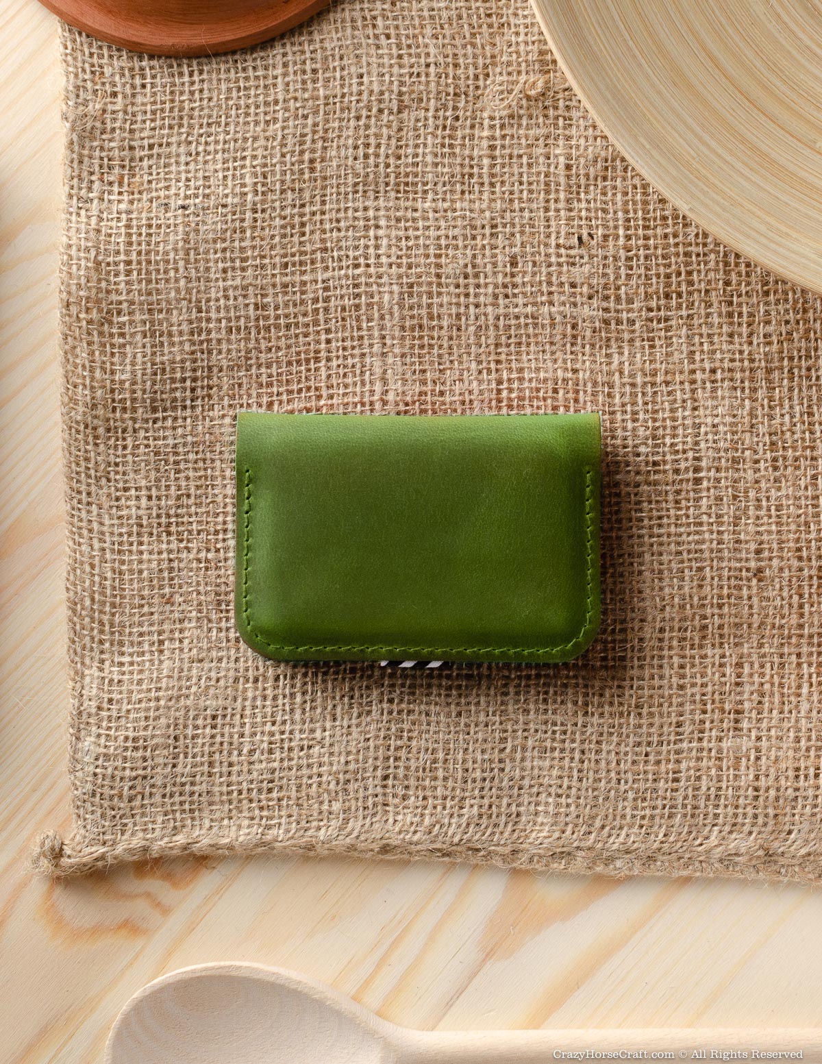 Crazy Horse Craft Wallets & Card Holders Leather Business & Credit Card Holder portacarte verde alpino