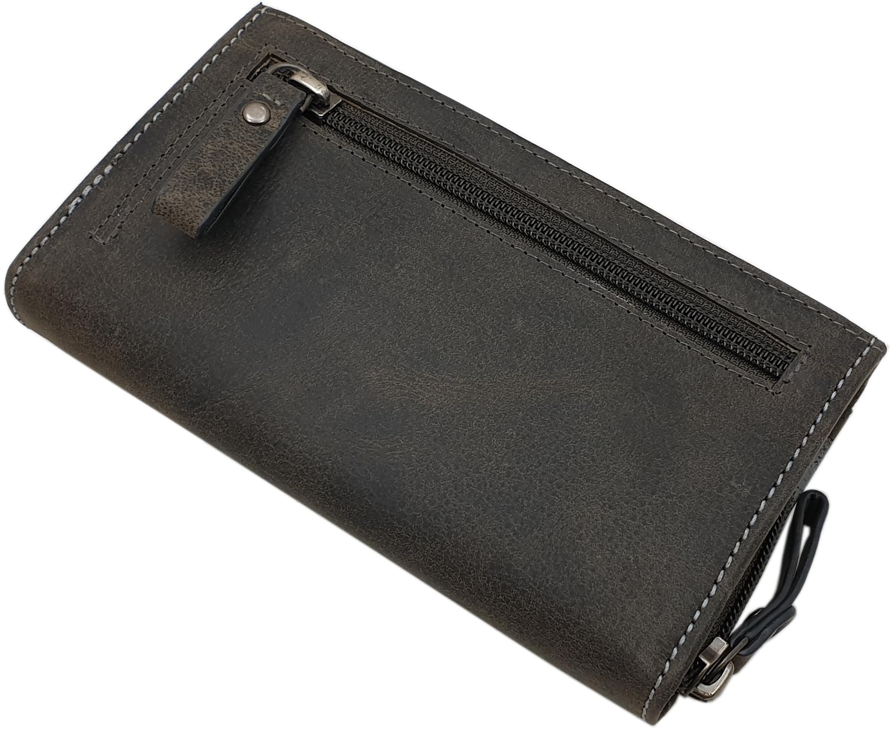 myledershop Damen Geldbörsen portafoglio teschio grigio RFID