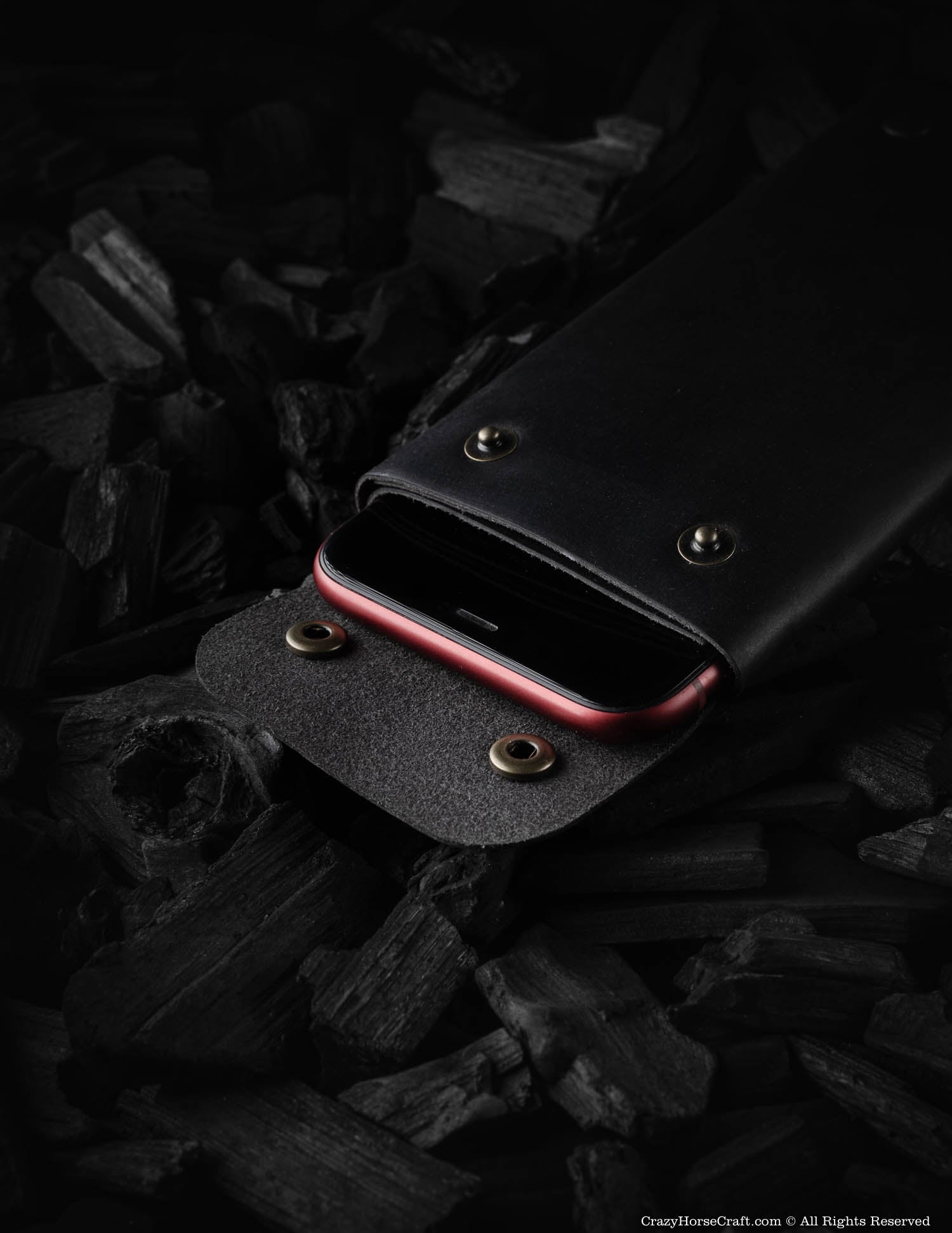Crazy Horse Craft Minimalist Series portafoglio custodia iPhone Carbon Black in pelle