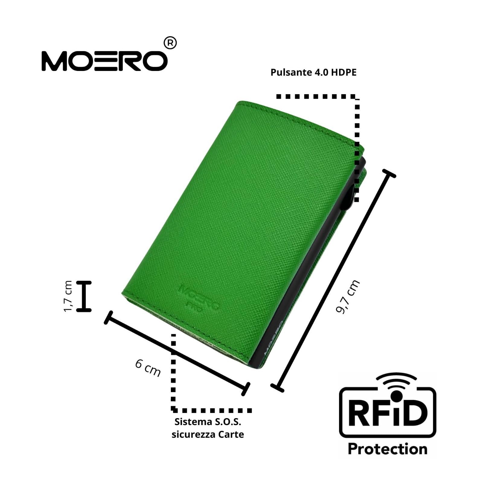 Moero Linea PRO PRO Saffiano portafoglio verde smeraldo RFID