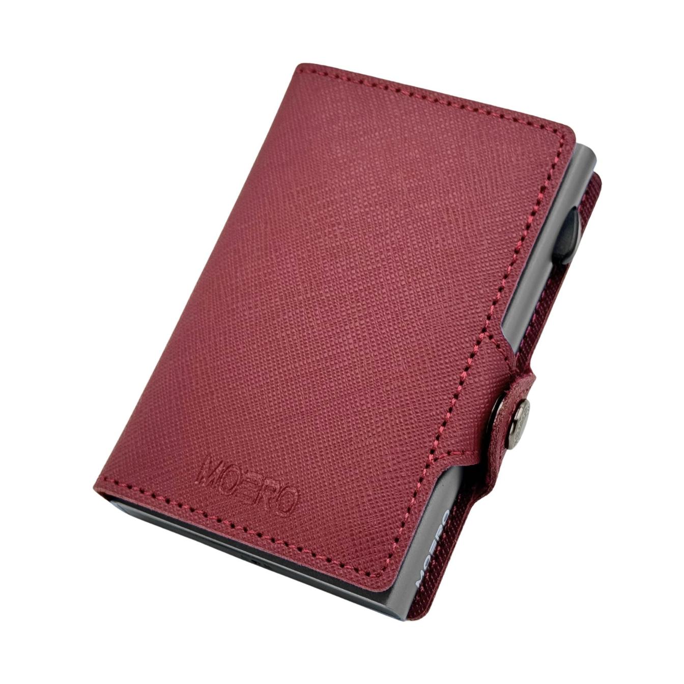 Moero Linea Classic Classic Zip Saffiano portafoglio Bordeaux RFID antigraffio