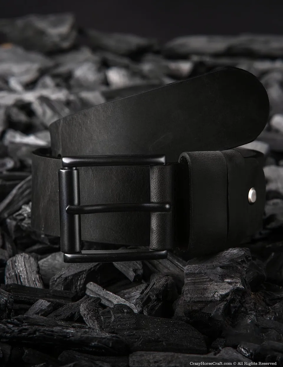 Crazy Horse Craft Belts cintura in pelle nera XS