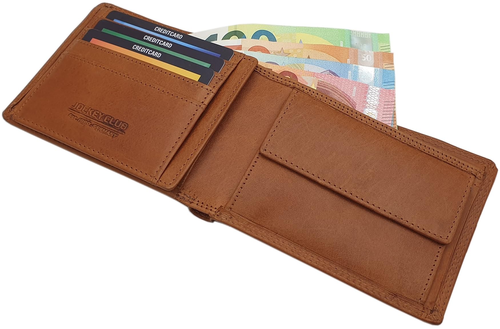 myledershop Herren Geldbörsen Modello 2 formato orizzontale portafoglio RFID cognac