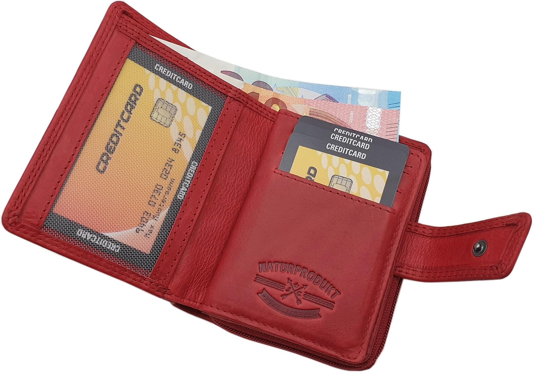 myledershop Damen Geldbörsen portafoglio donna Piccolo vacchetta con farfalla Bacca Selvatica RFID