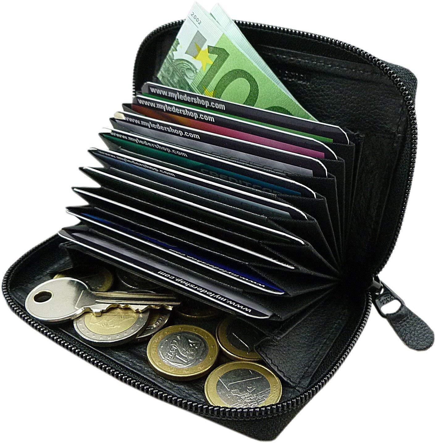 myledershop Kredit- und Visitenkartenetuis portacarte nero in vacchetta