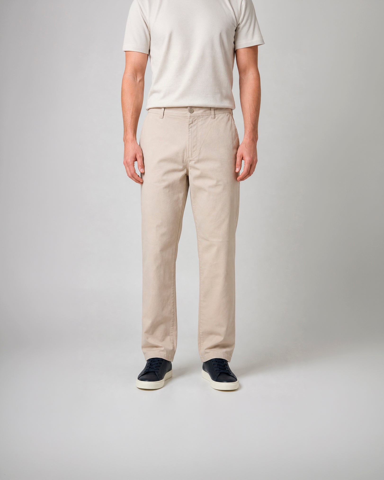 Miguel Bellido Pantalones chino pantaloni beige in cotone elasticizzato taglia 38
