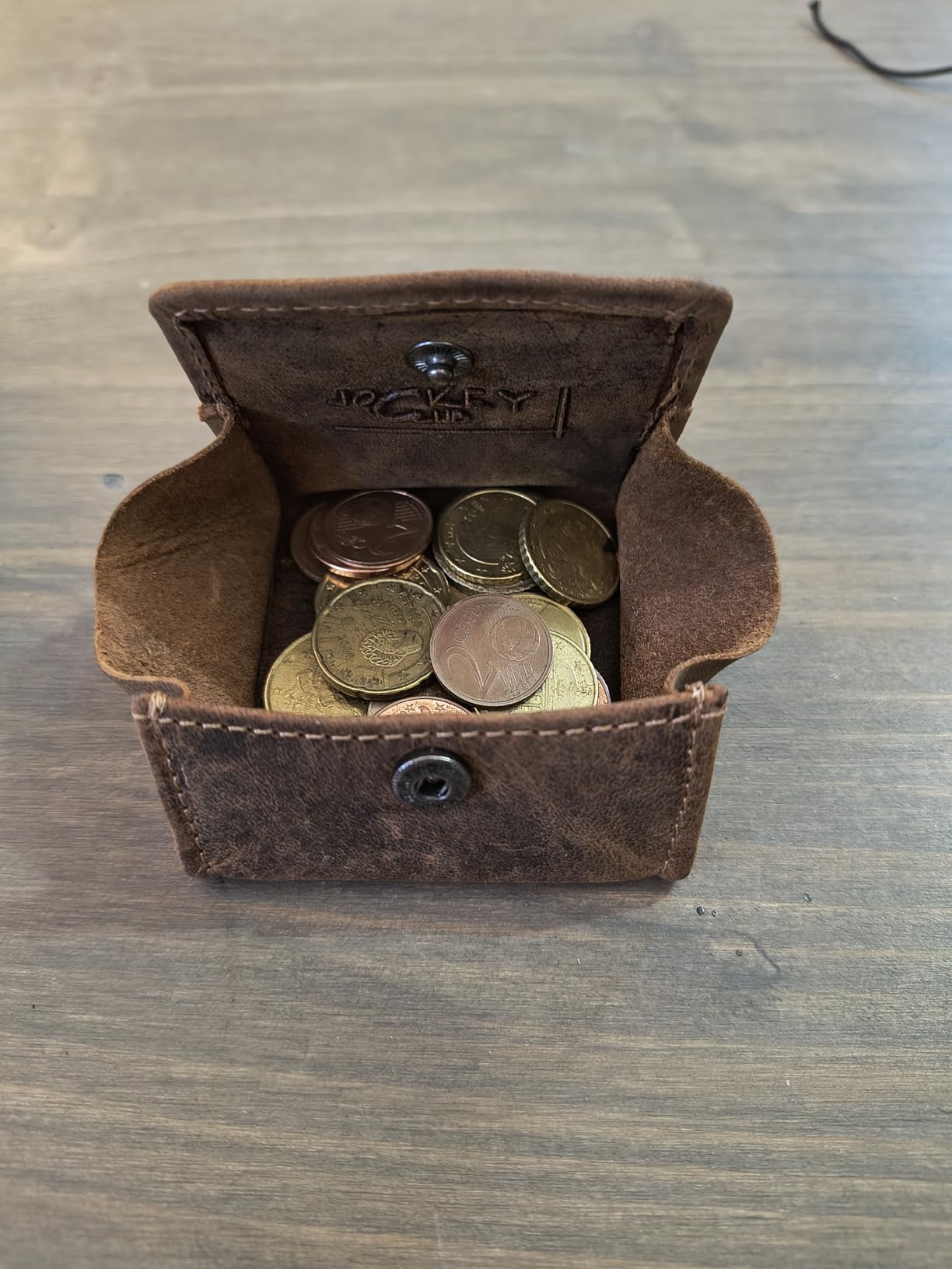 myledershop Münzbörsen portamonete viennese pelle di bufalo cognac