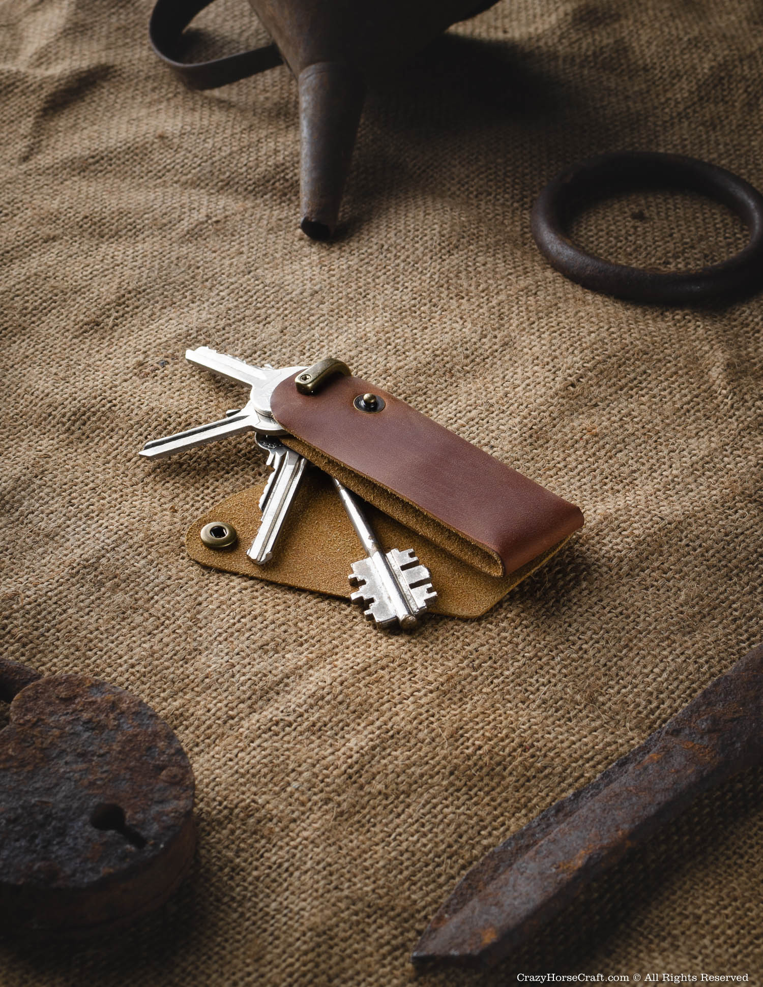 Crazy Horse Craft Minimalist Series Minimalist Leather Key Organiser/Holder portachiavi pelle Classic Brown