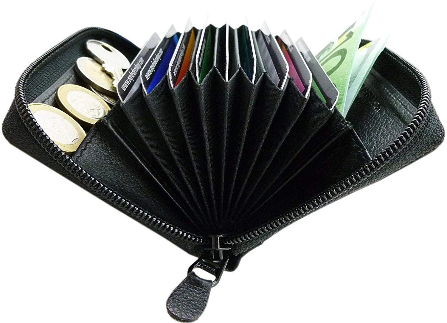 myledershop Kredit- und Visitenkartenetuis portacarte nero in vacchetta