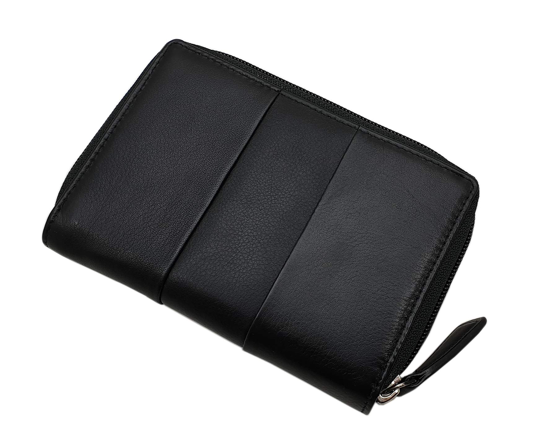 myledershop Damen Geldbörsen portafoglio donna nero RFID