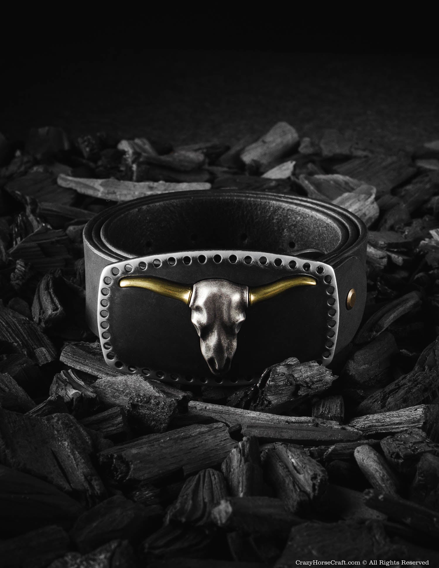 Crazy Horse Craft Belts cintura in pelle nera XS