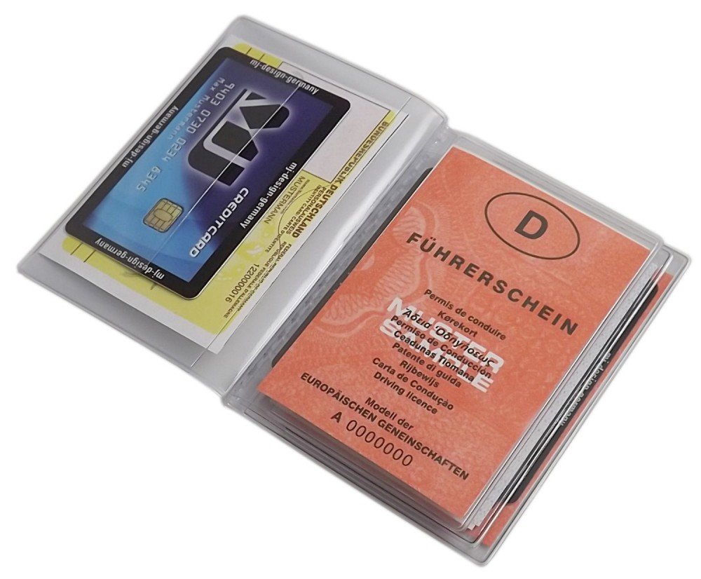 myledershop Karten- und Ausweisetuis MJ-Design-Germany porta documenti trasparente 10 scomparti
