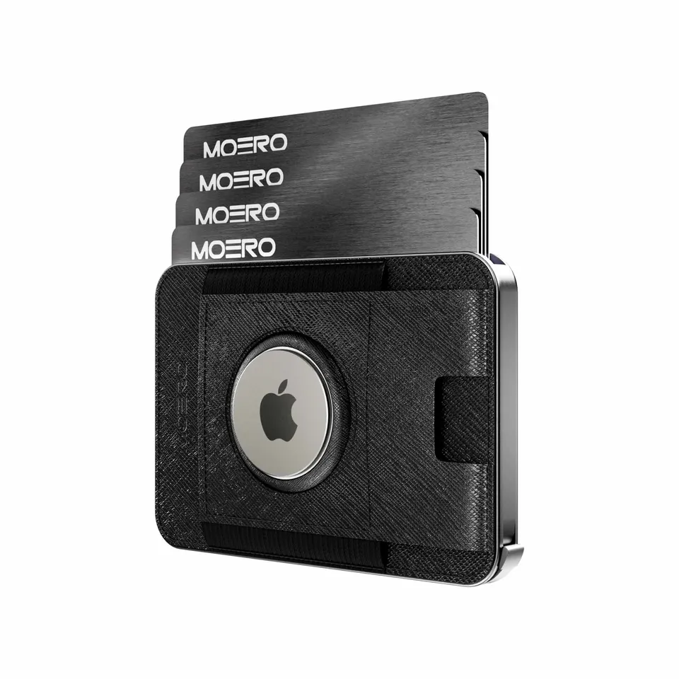 Moero Linea AirTag M2 Pro Airtag Saffiano Black portafoglio MagSafe RFID nero