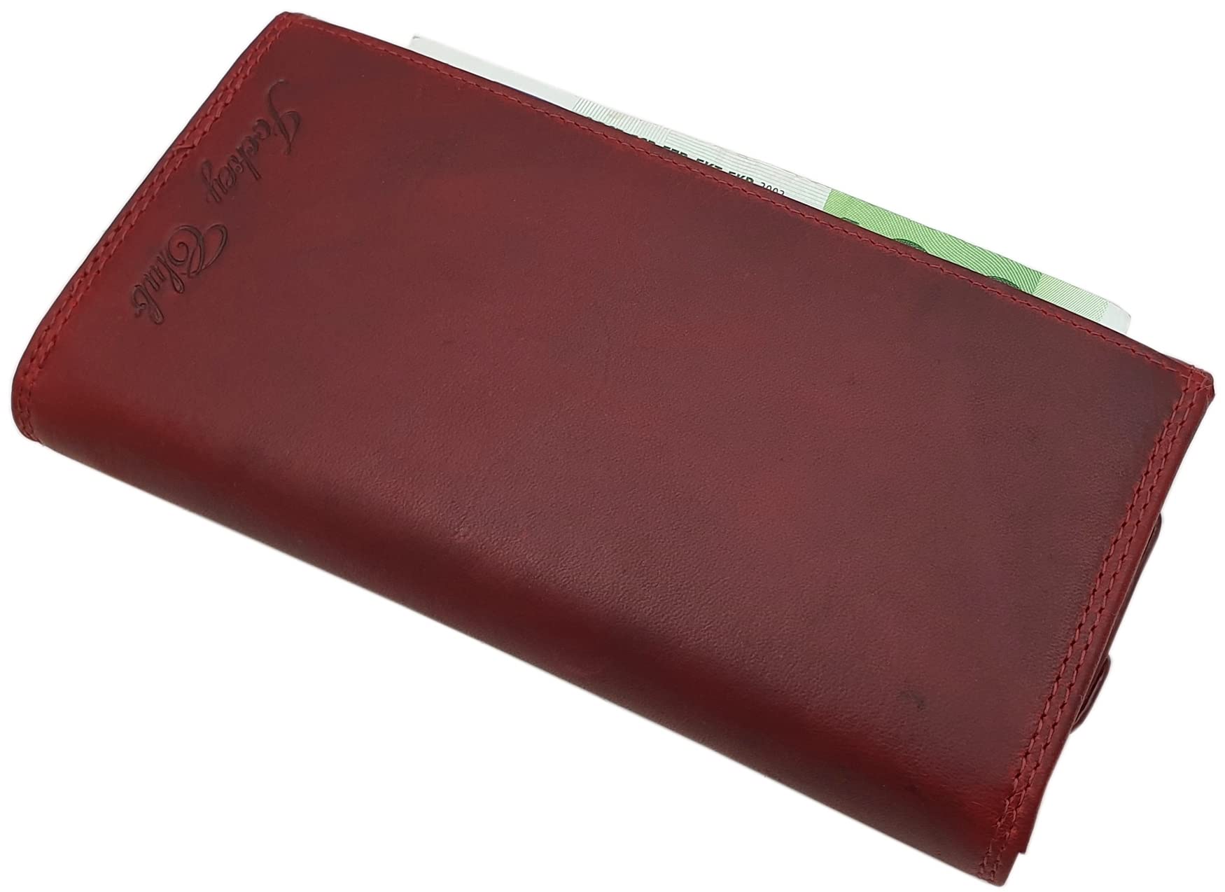 myledershop Damen Geldbörsen portafoglio donna senza motivo rosso ciliegia RFID