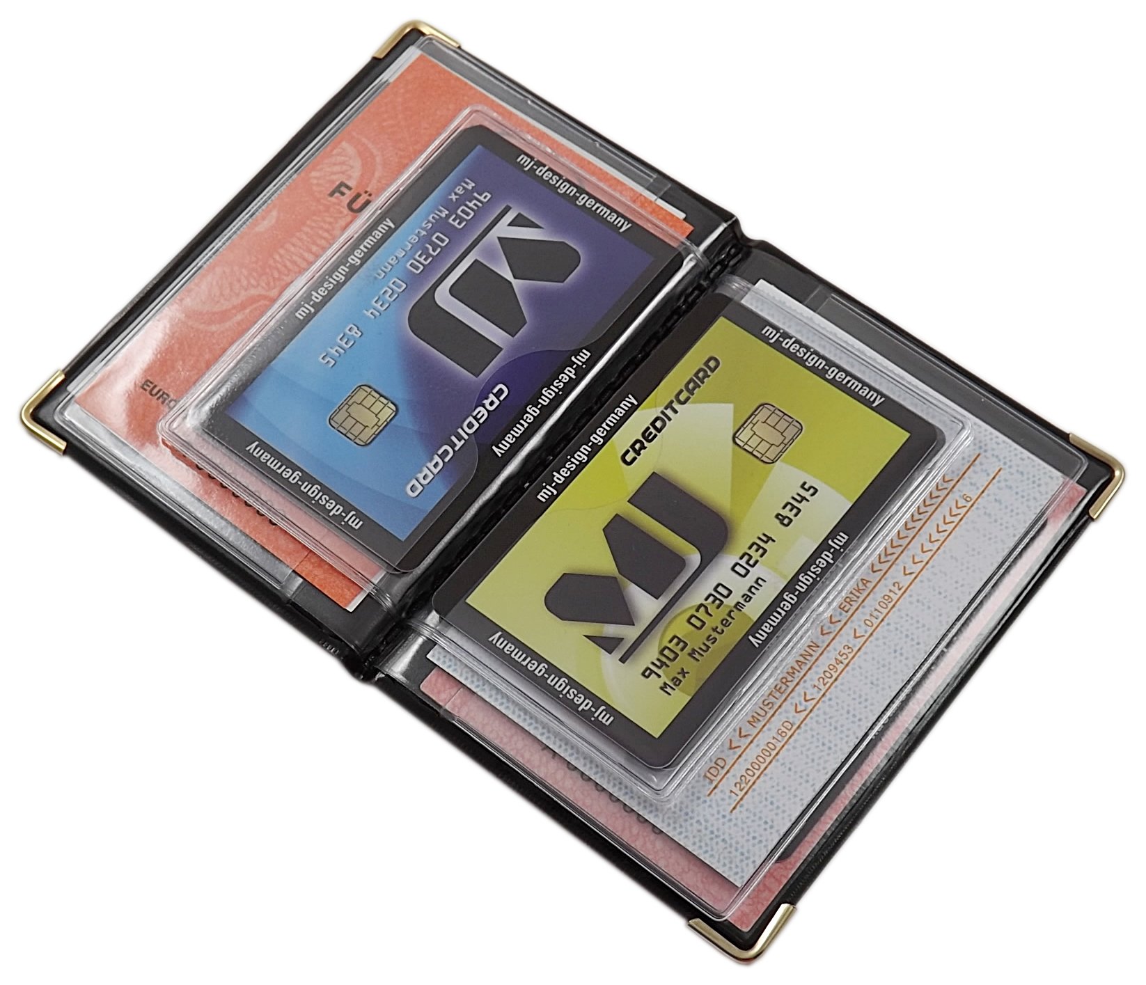 myledershop Karten- und Ausweisetuis Porta carte d'identità e carte di credito MJ-Design-Germany Design 4 Bianco