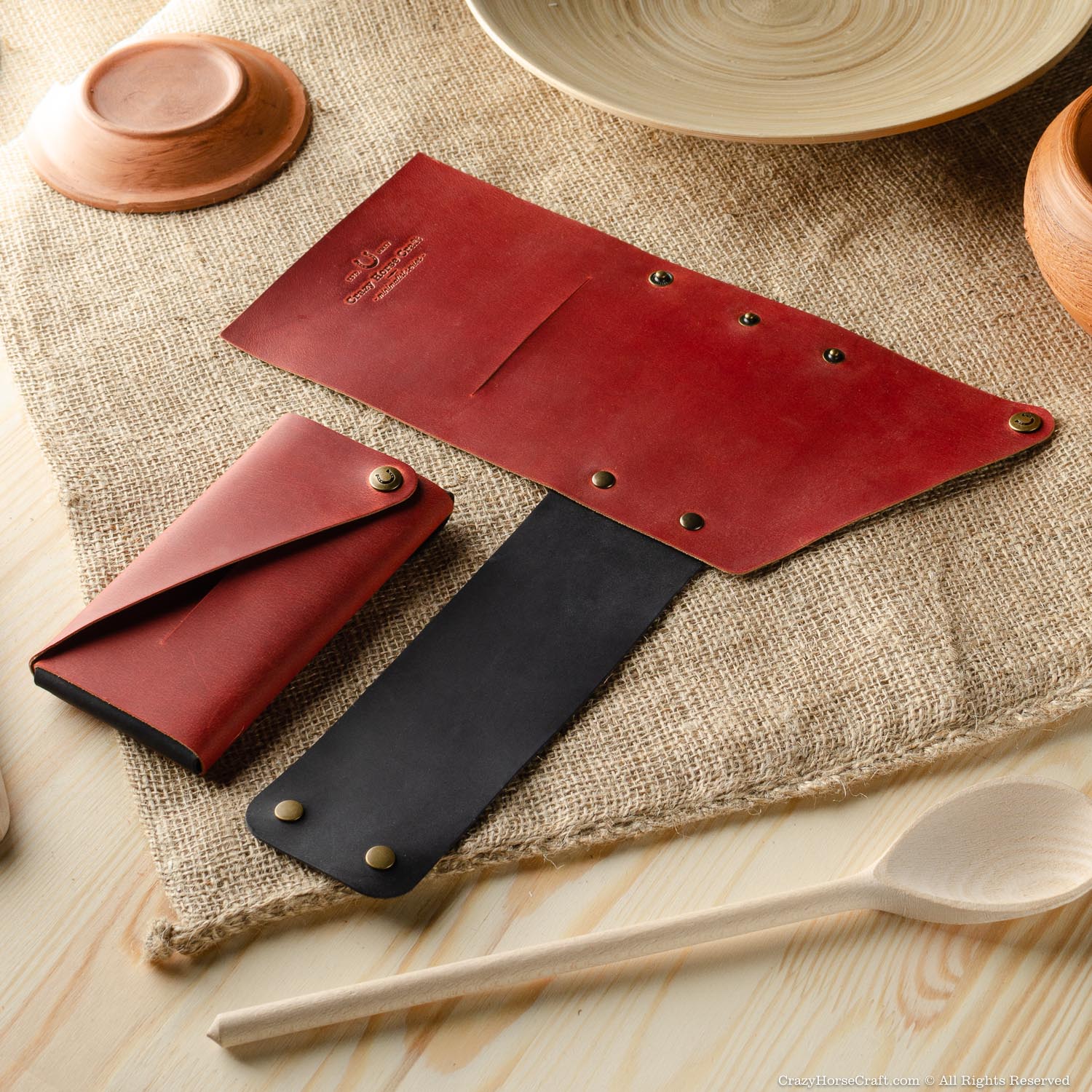 Crazy Horse Craft Minimalist Series portafoglio custodia iPhone Fragola Red