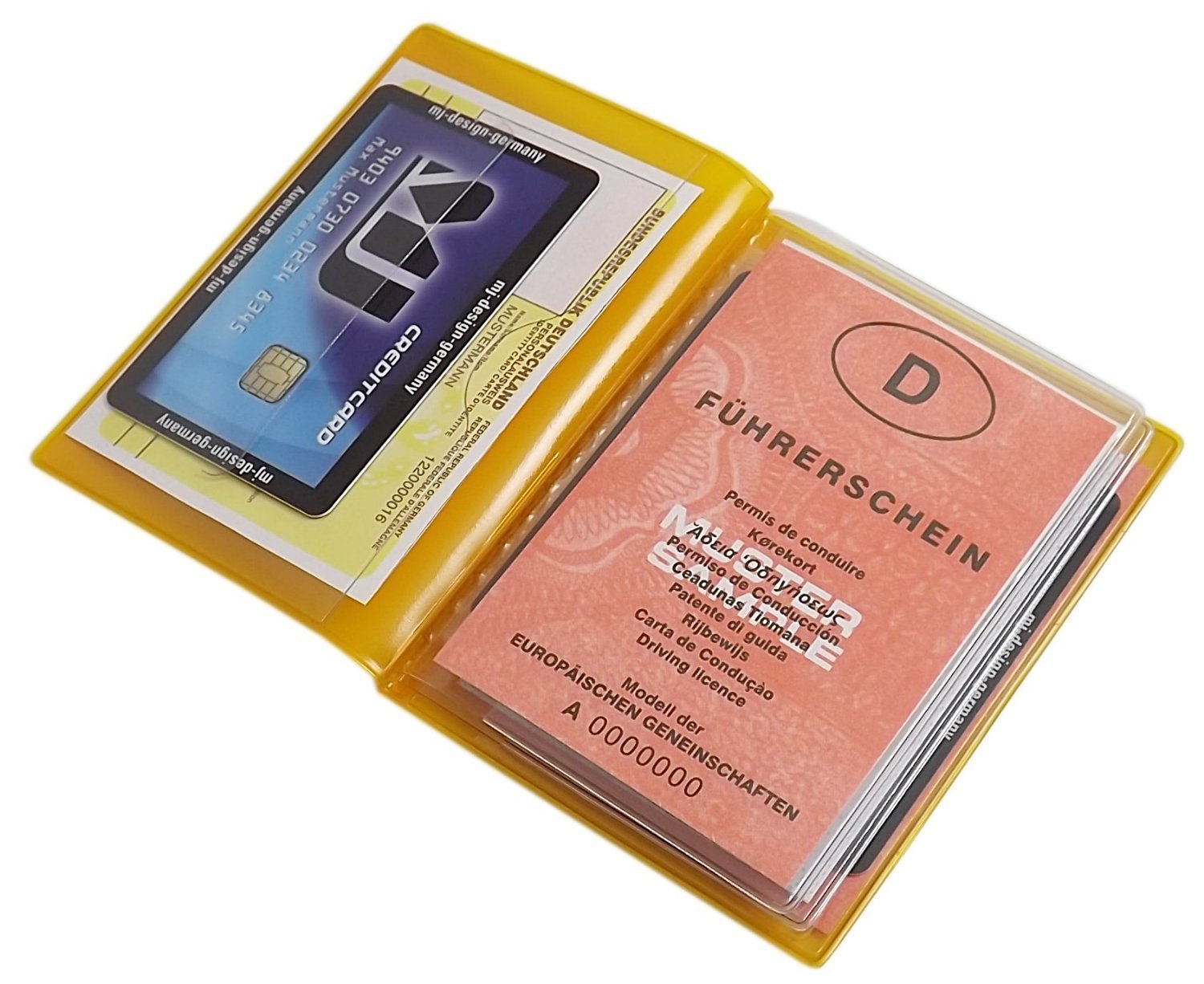 myledershop Karten- und Ausweisetuis custodia carte e documenti gialla